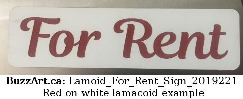 Red on white lamacoid example